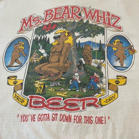 Men’s Ms. Bear Whiz Beer Vintage Tee Shirt Size XL - Picture 8 of 9